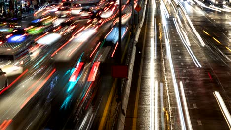 time lapse night road traffic in bangkok thailand-4k