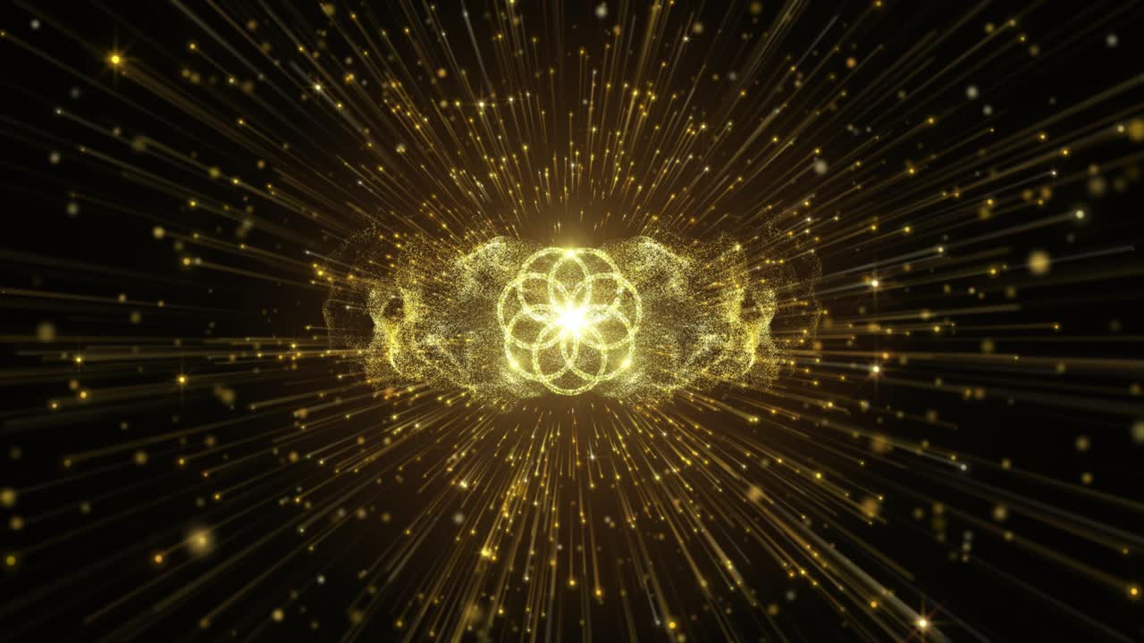 추상적인 네온 배경, 반이는 회전, led 반이는 반지.