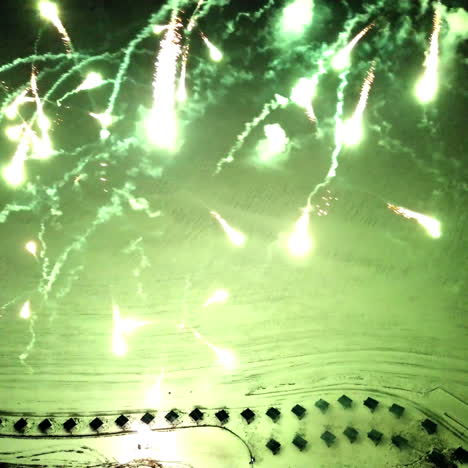 christmas firework display. aerial view beautiful fireworks show in the night sky.