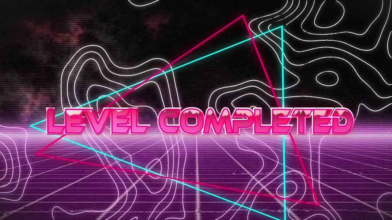 이소히프스와 함께 디지털 추상 공간에서 완료된 레벨의 애니메이션