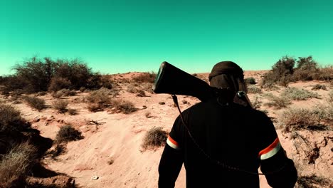 un cazador árabe con su rifle en biskra, argelia.