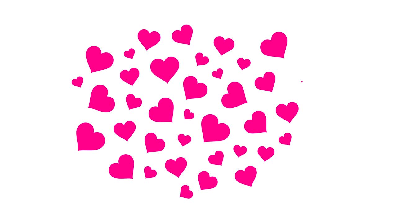 el patrón del día de san valentín de corazón rosa aparece desde el centro de la animación 4k en fondo blanco