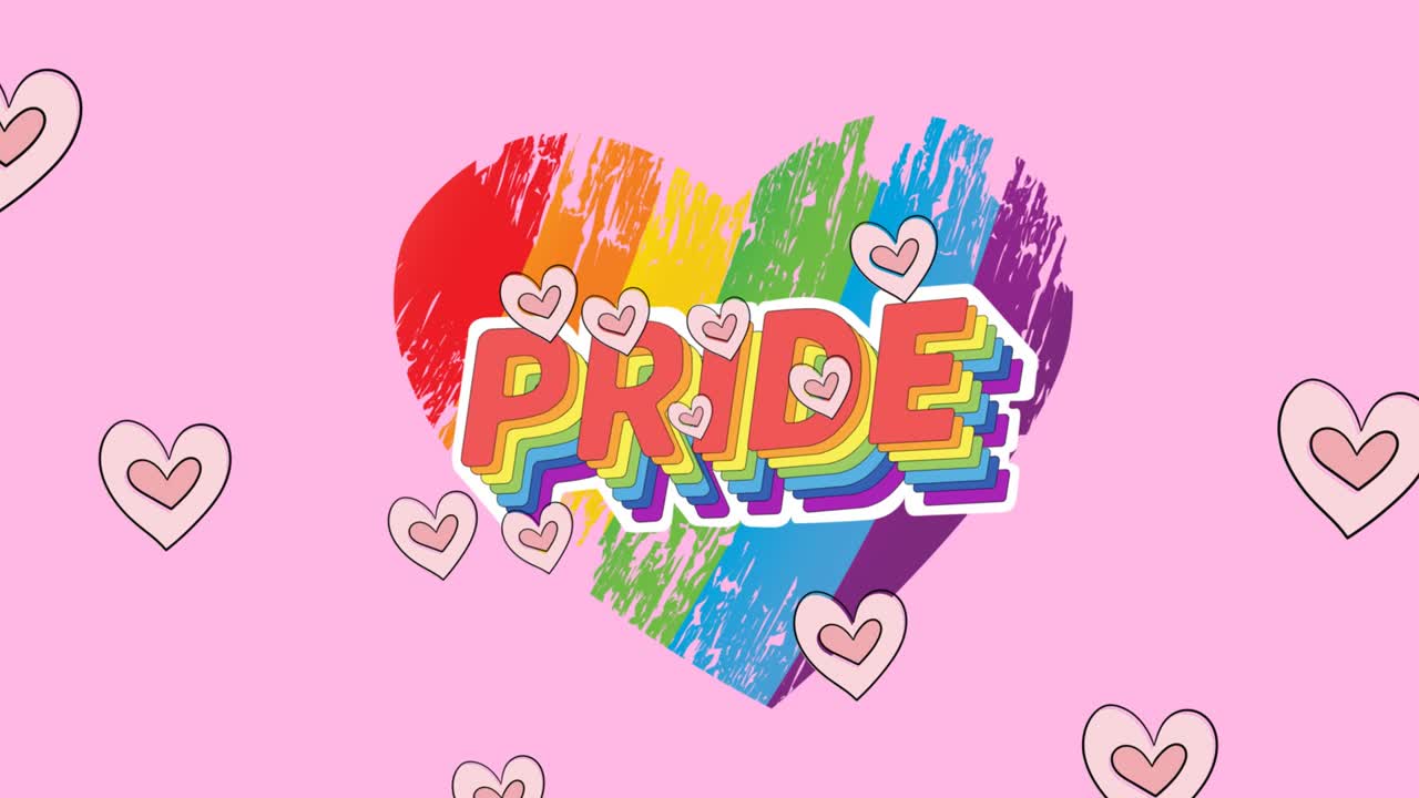 분홍색 배경 위에 무지개 안경의 애니메이션