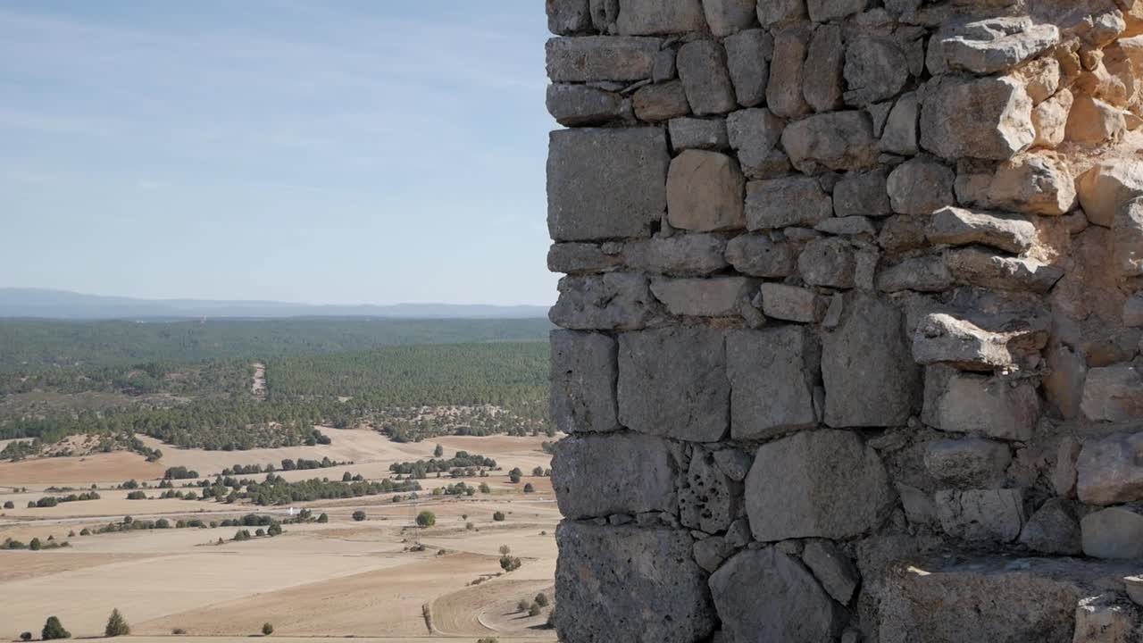 Panoramic view of the valley through the ruins of Gormaz Castle. Spain
