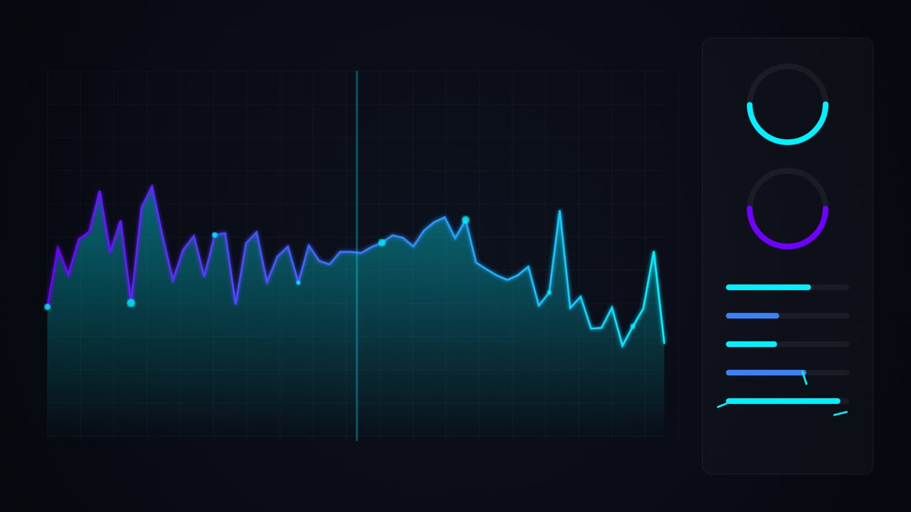 Digital Financial Data Graph with Animated UI Elements