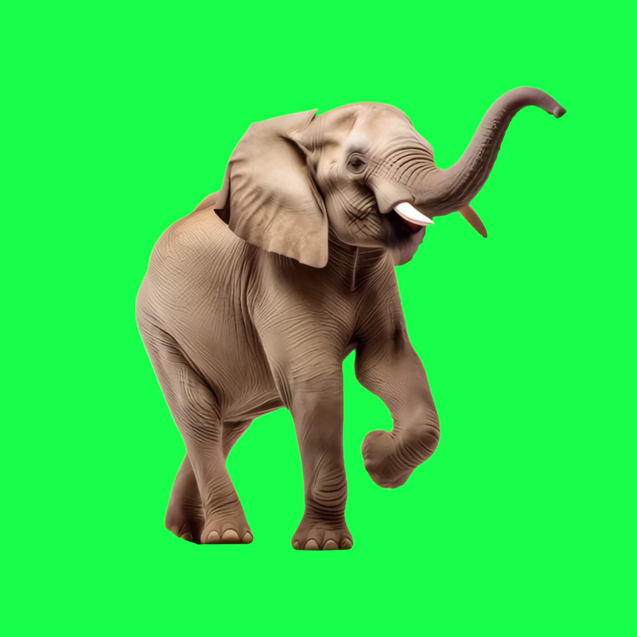 Majestic elephant animation, transparent 4K video, green screen
