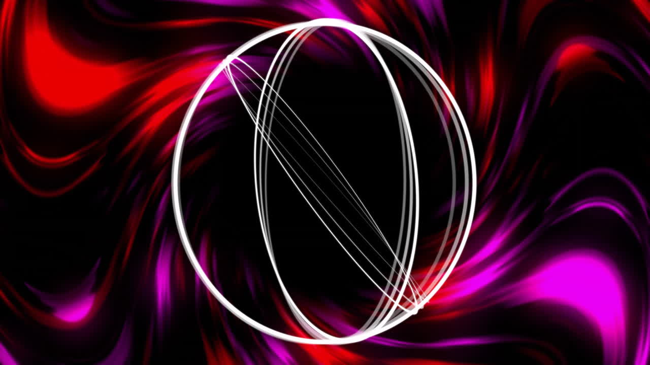 Swirling red and pink animation with abstract white lines over black background