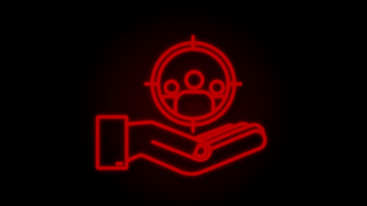 네온 고객 관계 관리 개념: 고객과의 작업에 대한 데이터의 조직, crm 개념, 모션 그래픽