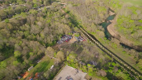 Aerial-view-of-recycling-facility-near-Fayetteville,-Arkansas