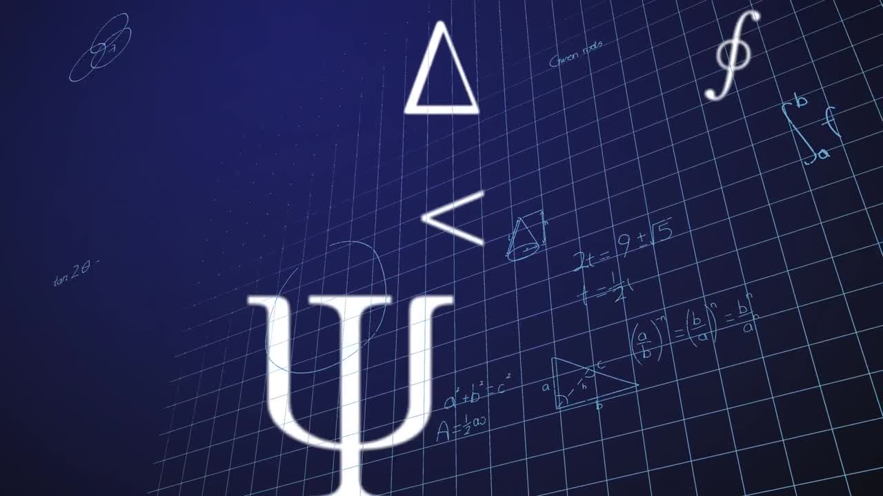 animación de fórmulas matemáticas en fondo azul