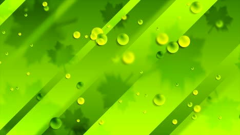 bright green summer motion background with leaves and bubbles