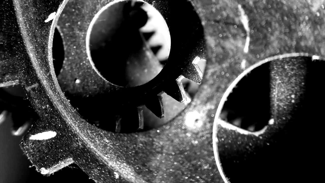 추상적인 그런지 더럽고 녹은 시계 기어 산업 및 비즈니스 개념