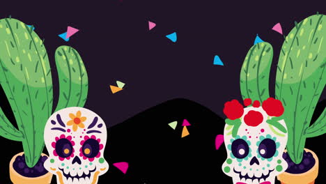 mexican skull heads characters animation