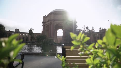 beautiful view of the palace of fine arts in a sunny day in california