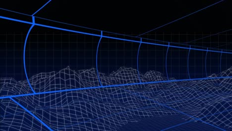 líneas de cuadrícula en movimiento sobre fondo azul