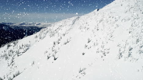 snow falling and countryside