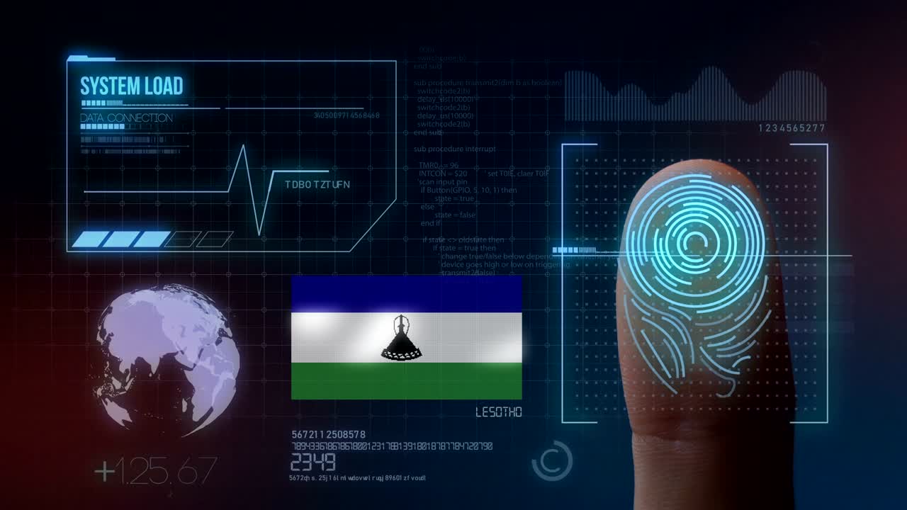 sistema de identificación por escaneo biométrico de huellas dactilares. nacionalidad de lesotho
