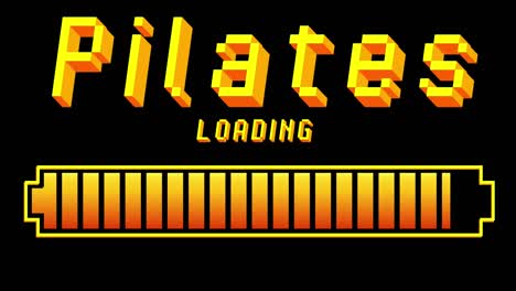 pilates text with loading, downloading, uploading bar indicator.