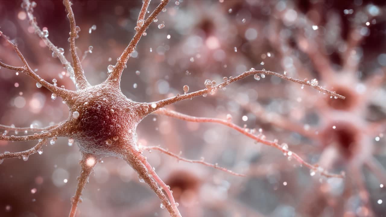 Close-Up Visuals of Neurons Displaying Complex Structures and Interconnections in a Microscopic Environment, Highlighting the Intricacies of Neural Connectivity