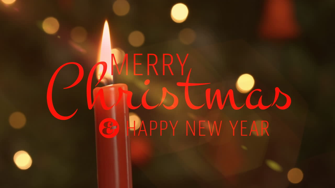 animación del texto de feliz navidad sobre la vela