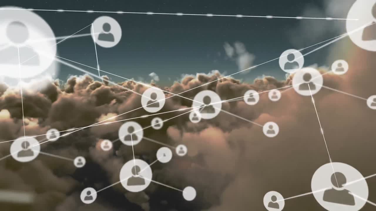 구름 위의 아이콘으로 연결 네트워크의 애니메이션