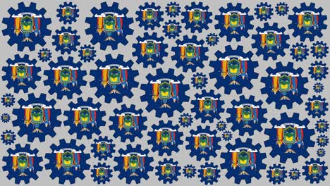 nueva york bandera del estado de estados unidos engranajes girando fondo