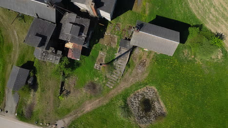 a mysterious mansion was shot by a drone camera at an ancient factory in a village