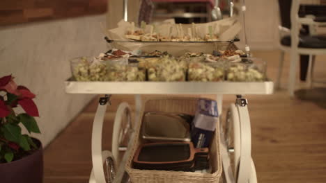 tapas served on a wheel table in italian restaurant