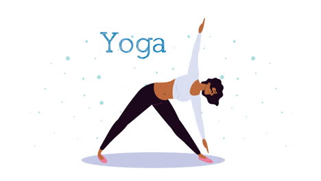 woman practicing yoga character and lettering