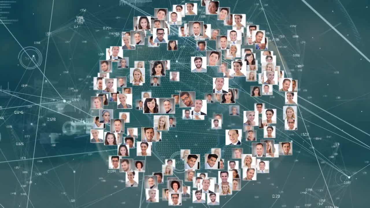 파란색 배경 위에 있는 사람 아이콘의 애니메이션