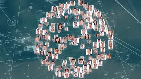 animación de los iconos de las personas sobre fondo azul