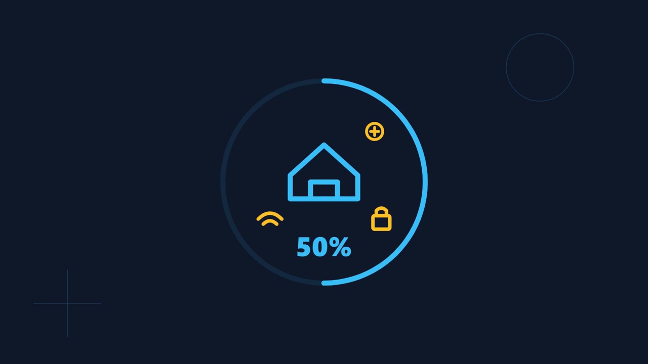 Digital Loading Progress Circle with Home Icon