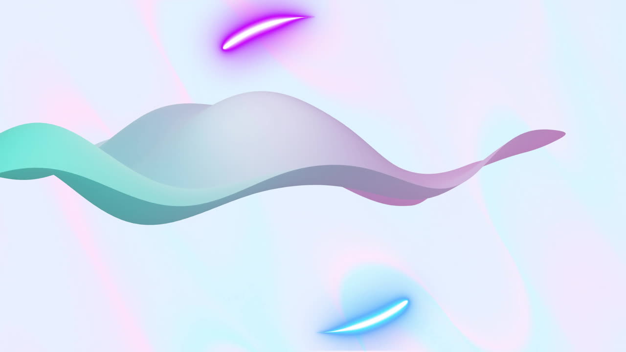Animation of abstract waving shape moving on multi coloured background