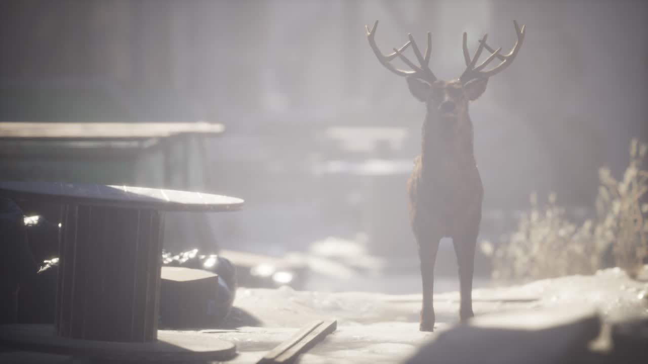 дикие олени бродят по улицам заброшенного города.