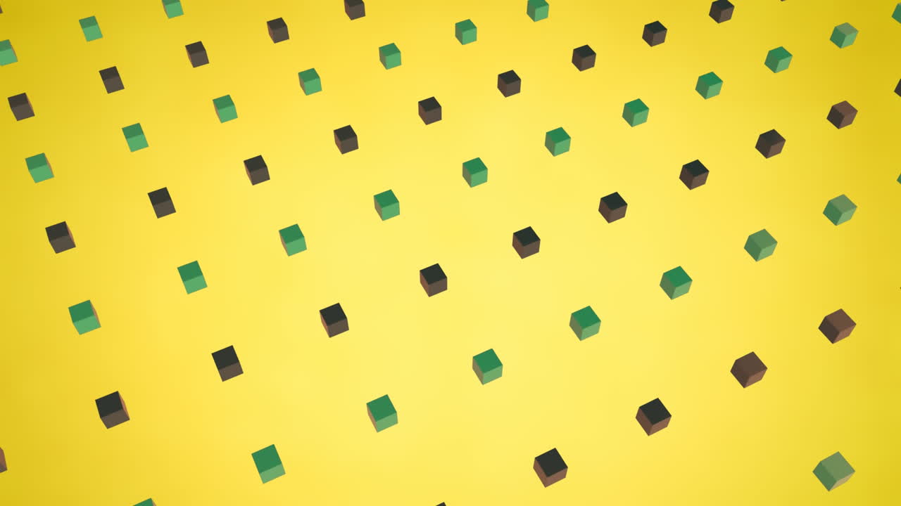 3d cuadrados verdes y púrpuras en movimiento