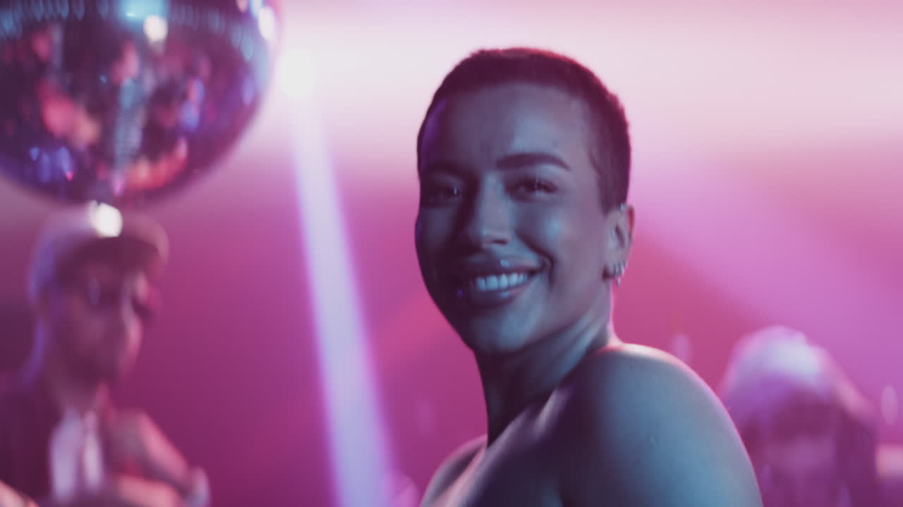 Happy Woman at a Nightclub