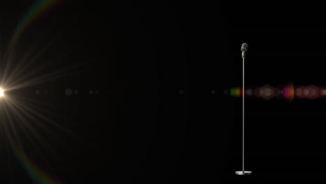 Animation-of-vintage-microphone-on-black-background