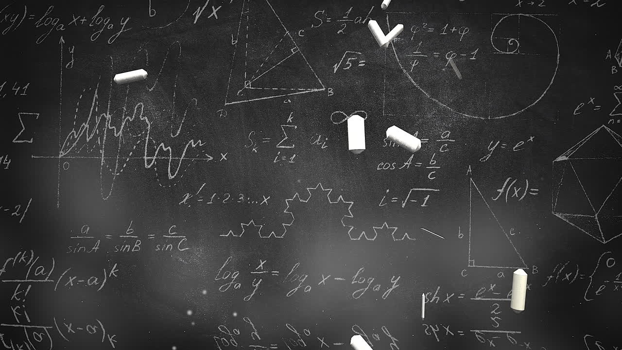 fórmula matemática de primer plano y elementos en la pizarra 5