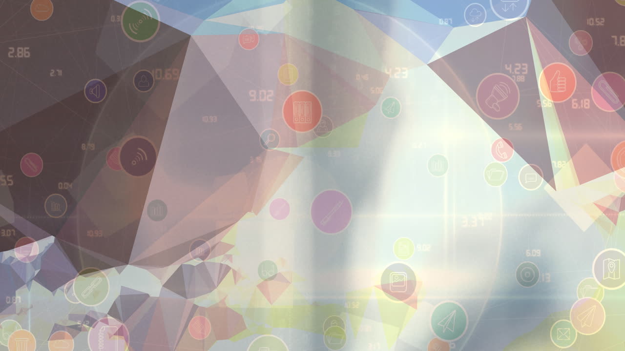 접착제 배경에 추상적인 모양에 대한 디지털 아이콘의 네트워크