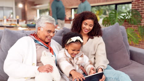 grandmother, mother, and granddaughter enjoy time together