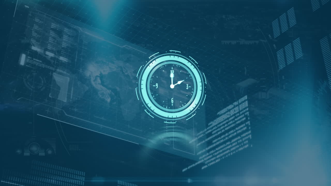 Animation of clock moving over data processing