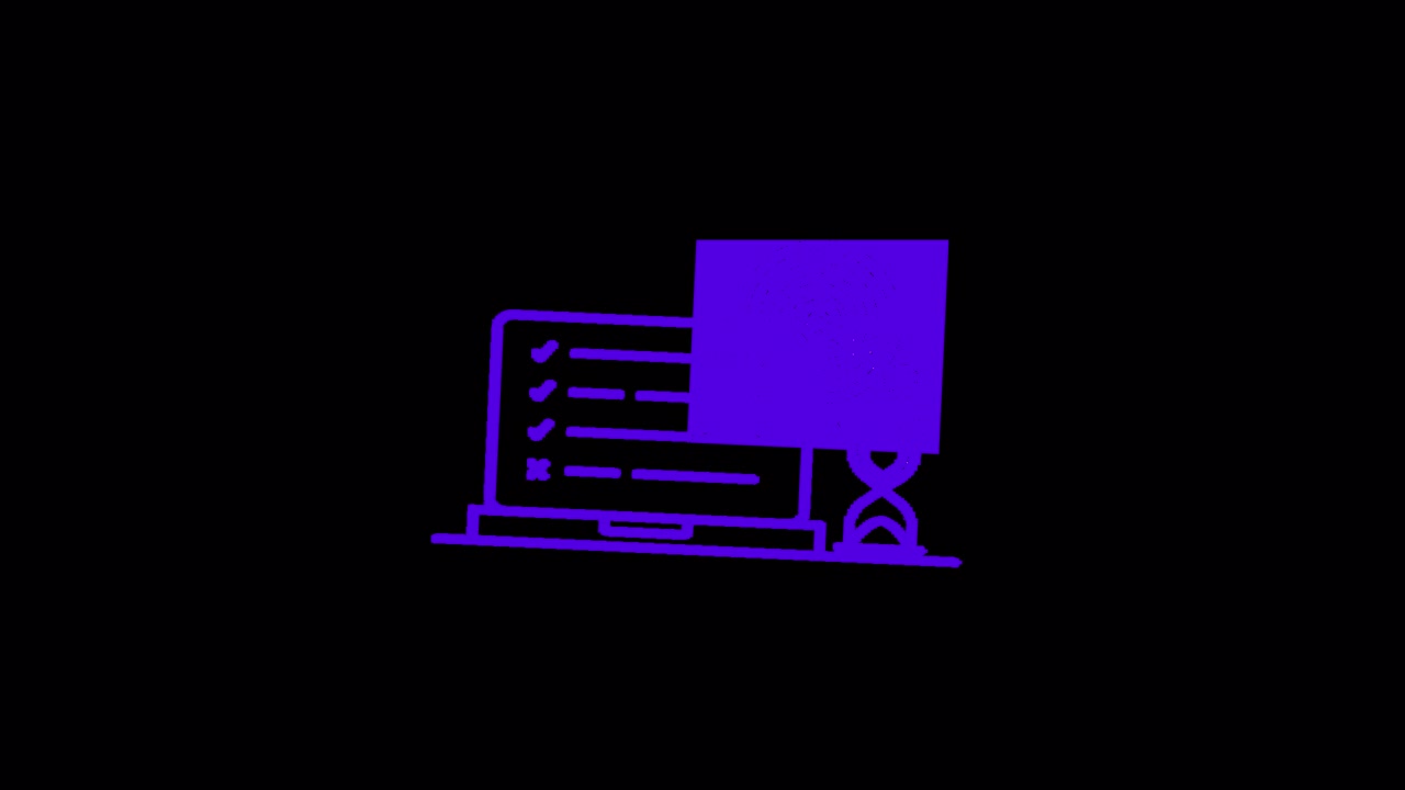 Animated Icon of Laptop with Checklist, Target, and Hourglass