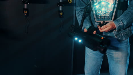activating gun, ready for lasergame in a play hall