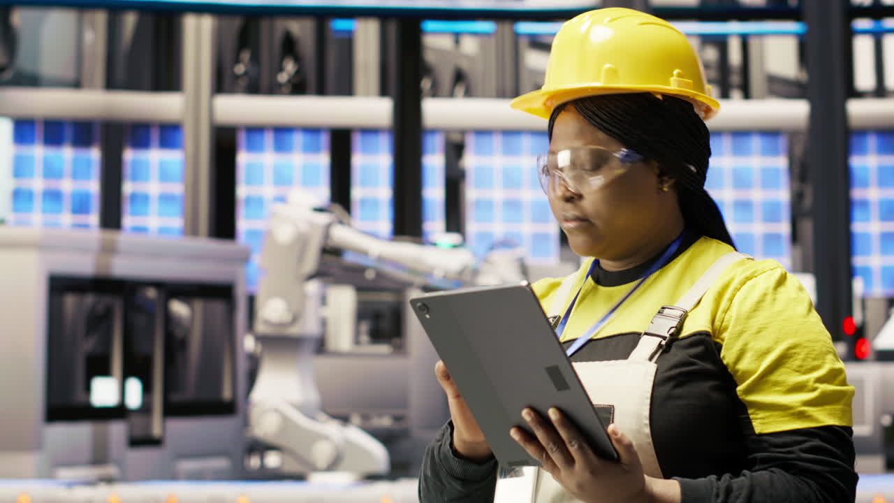 Vertical video Industry 4.0 plant engineer following maintenance procedures to repair damages