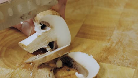 motion controlled shot of cutting a mushroom