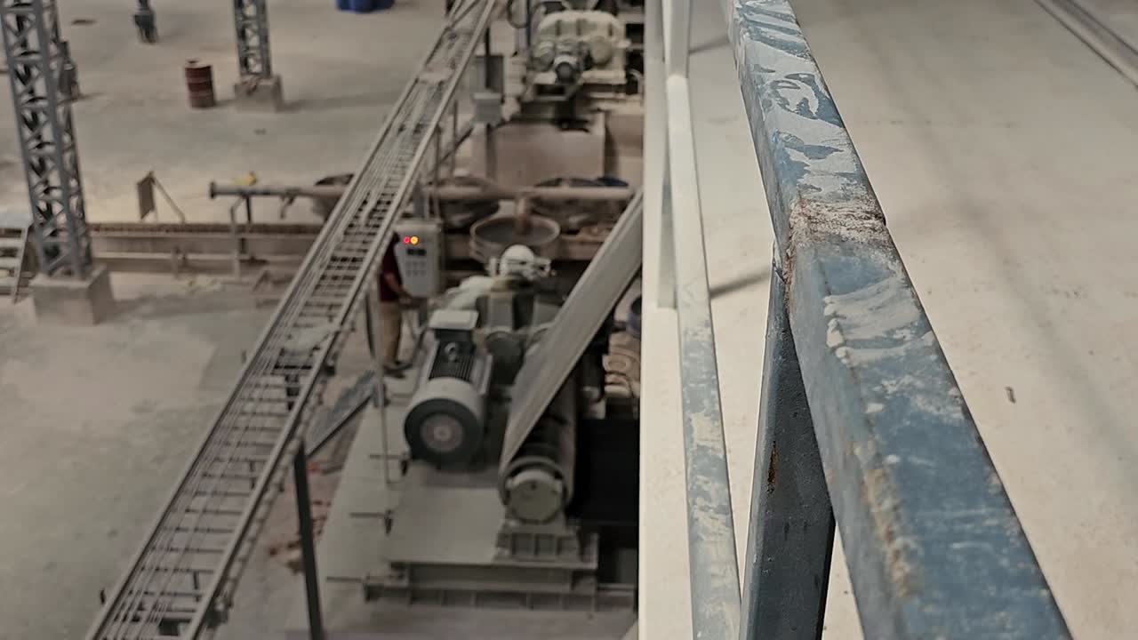 ceramic materials mixer department with workers, ceramic tiles manufacturing company