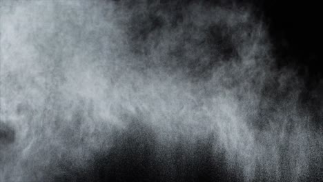 white dust powder blowing against black background