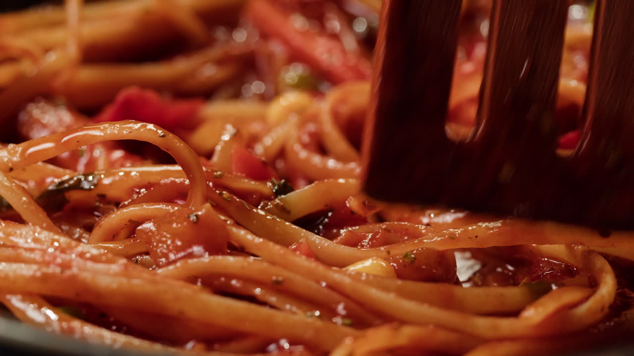 Cooking Pasta with Tomato Sauce