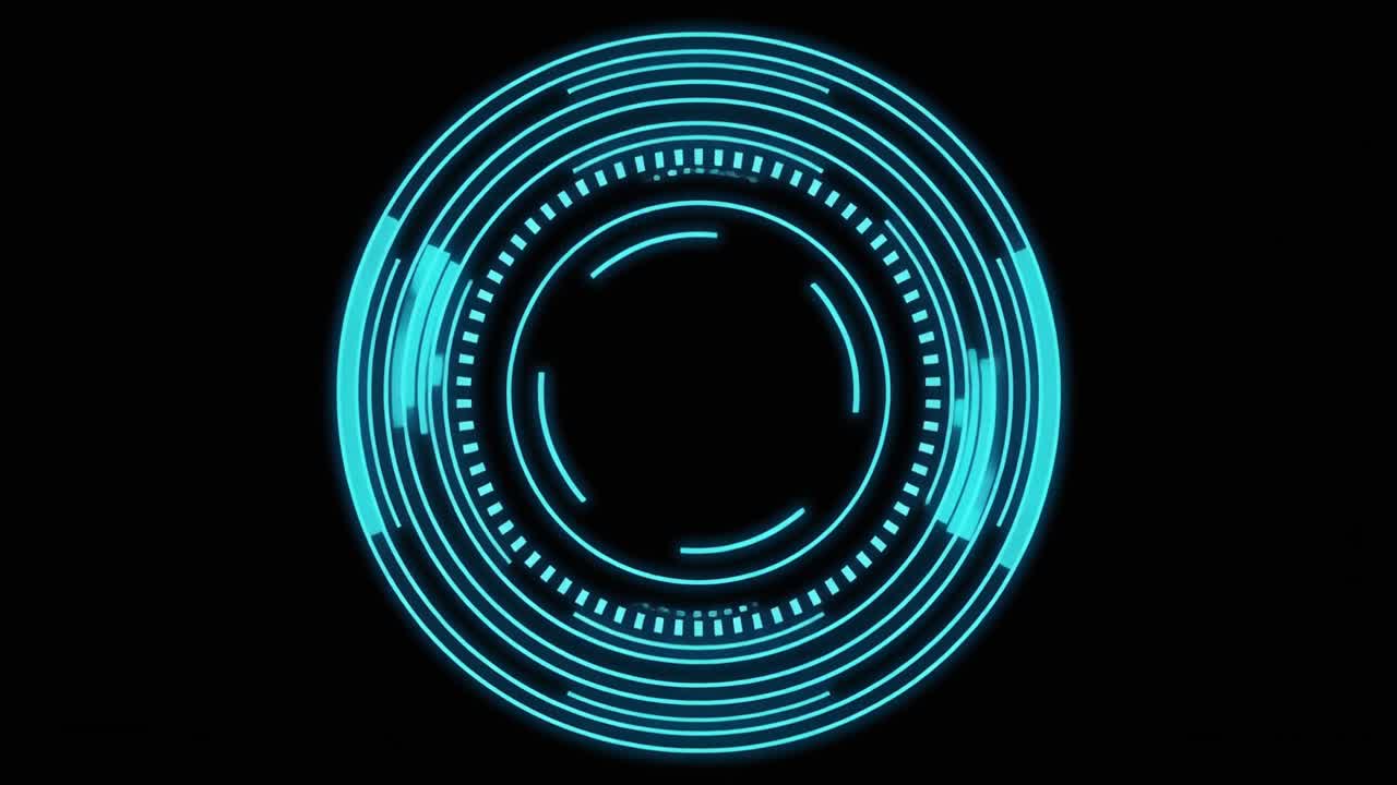 Animated Futuristic Digital HUD Interface Element on Black Background