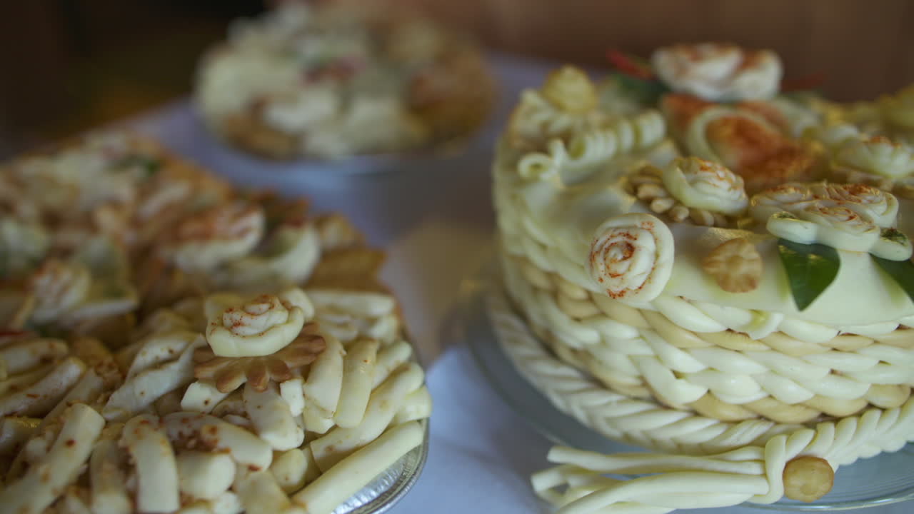 Fresh Goat Cheese And Oscypek Cheese In Cake Shape